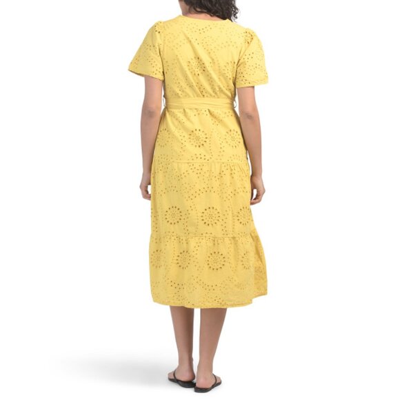 LA PICCOLA CREATIVA  Italy Short Sleeve Eyelet Midi Dress - Picture 2 of 2